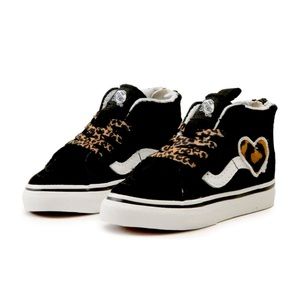Vans Kids SK8-Hi Zip Leopard Fur Heart Size 9.5